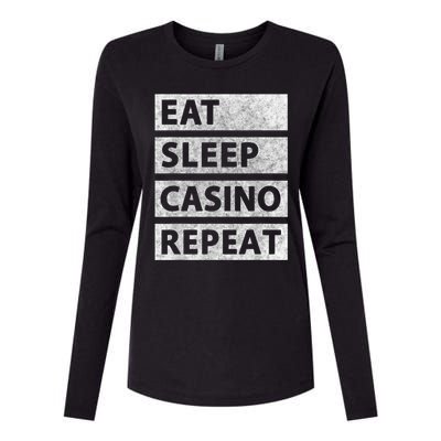 Eat Sleep Casino Repeat Casino Gambler Womens Cotton Relaxed Long Sleeve T-Shirt