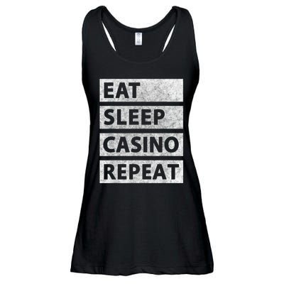 Eat Sleep Casino Repeat Casino Gambler Ladies Essential Flowy Tank