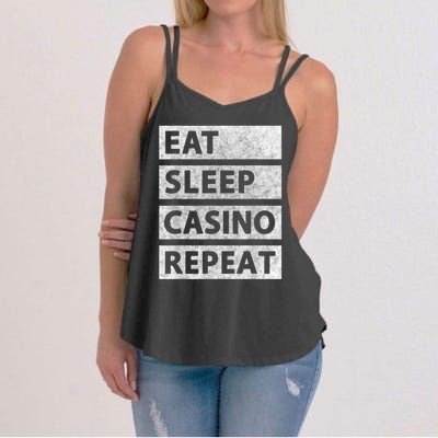 Eat Sleep Casino Repeat Casino Gambler Women's Strappy Tank