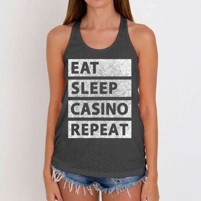 Eat Sleep Casino Repeat Casino Gambler Women's Knotted Racerback Tank