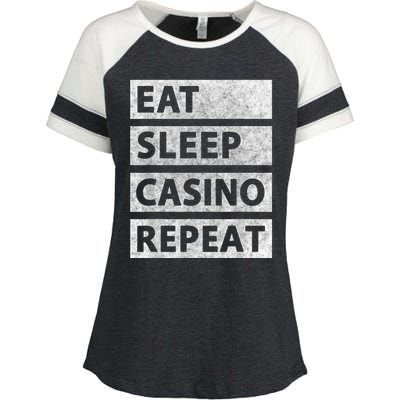 Eat Sleep Casino Repeat Casino Gambler Enza Ladies Jersey Colorblock Tee