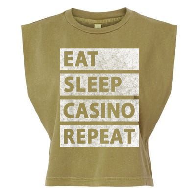 Eat Sleep Casino Repeat Casino Gambler Garment-Dyed Women's Muscle Tee