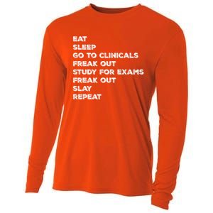 Eat Sleep Clinicals Nurse Nursing School Student Gift Meaningful Gift Cooling Performance Long Sleeve Crew