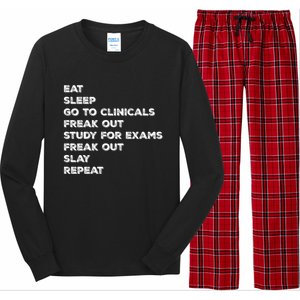 Eat Sleep Clinicals Nurse Nursing School Student Gift Meaningful Gift Long Sleeve Pajama Set