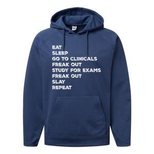 Eat Sleep Clinicals Nurse Nursing School Student Gift Meaningful Gift Performance Fleece Hoodie