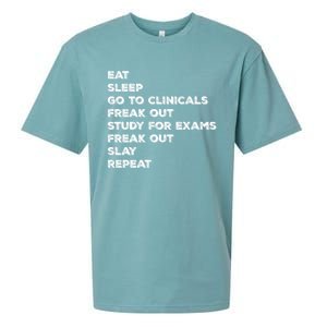 Eat Sleep Clinicals Nurse Nursing School Student Gift Meaningful Gift Sueded Cloud Jersey T-Shirt