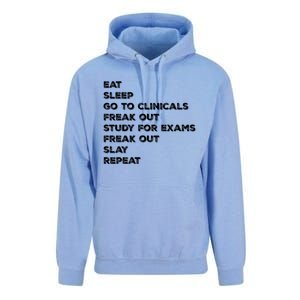 Eat Sleep Clinicals Nurse Nursing School Student Gift Meaningful Gift Unisex Surf Hoodie