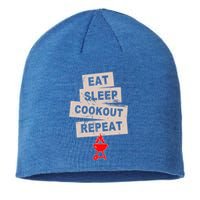 Eat Sleep Cookout American Chef Repeat Summer Gift Sustainable Beanie