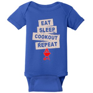 Eat Sleep Cookout American Chef Repeat Summer Gift Baby Bodysuit