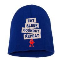 Eat Sleep Cookout American Chef Repeat Summer Gift Short Acrylic Beanie