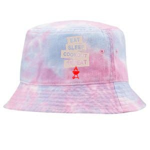 Eat Sleep Cookout American Chef Repeat Summer Gift Tie-Dyed Bucket Hat