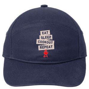 Eat Sleep Cookout American Chef Repeat Summer Gift 7-Panel Snapback Hat