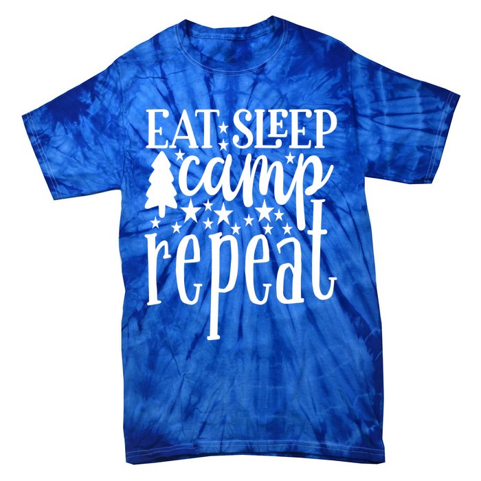 Eat Sleep Camp Repeat Travel Nature Rv Camping Funny Gift Tie-Dye T-Shirt