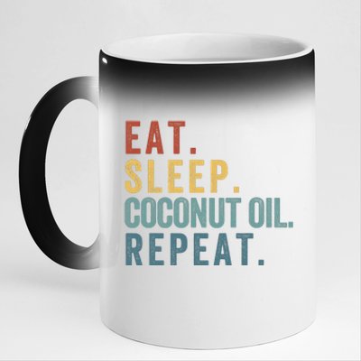 Eat Sleep Coconut Oil Repeat 11oz Black Color Changing Mug