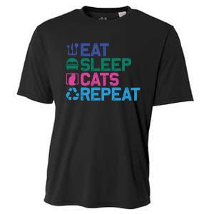 Eat Sleep Cats Repeat Cooling Performance Crew T-Shirt