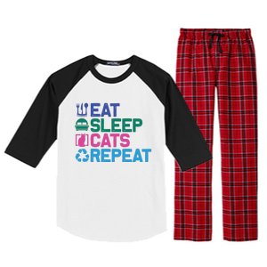 Eat Sleep Cats Repeat Raglan Sleeve Pajama Set