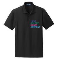 Eat Sleep Cats Repeat Dry Zone Grid Polo