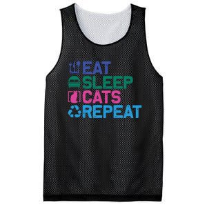 Eat Sleep Cats Repeat Mesh Reversible Basketball Jersey Tank