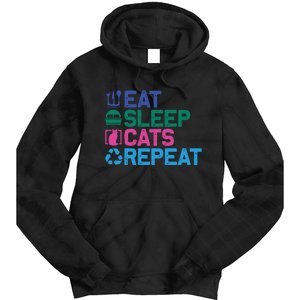 Eat Sleep Cats Repeat Tie Dye Hoodie