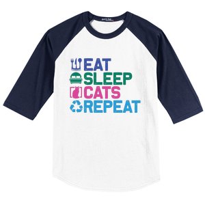 Eat Sleep Cats Repeat Baseball Sleeve Shirt