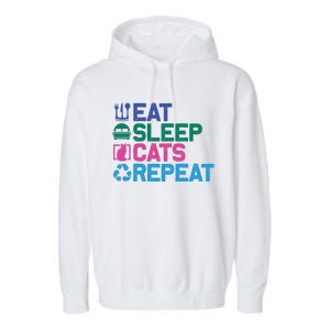 Eat Sleep Cats Repeat Garment-Dyed Fleece Hoodie