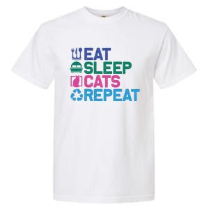 Eat Sleep Cats Repeat Garment-Dyed Heavyweight T-Shirt