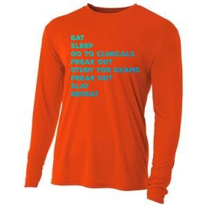 Eat Sleep Clinicals Nurse Nursing School Student Gift Meaningful Gift Cooling Performance Long Sleeve Crew