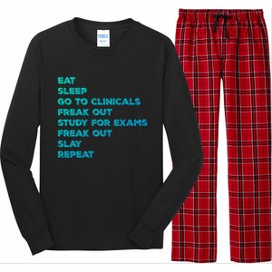 Eat Sleep Clinicals Nurse Nursing School Student Gift Meaningful Gift Long Sleeve Pajama Set