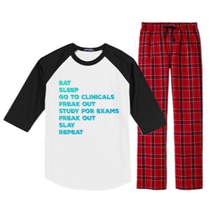 Eat Sleep Clinicals Nurse Nursing School Student Gift Meaningful Gift Raglan Sleeve Pajama Set