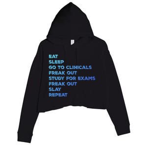 Eat Sleep Clinicals Nurse Nursing School Student Gift Meaningful Gift Crop Fleece Hoodie