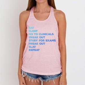 Eat Sleep Clinicals Nurse Nursing School Student Gift Meaningful Gift Women's Knotted Racerback Tank