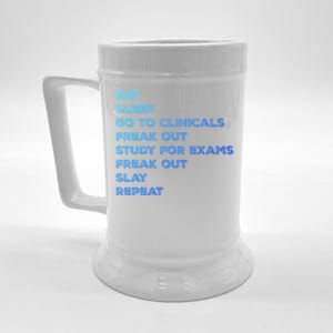 Eat Sleep Clinicals Nurse Nursing School Student Gift Meaningful Gift Beer Stein