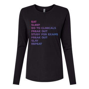 Eat Sleep Clinicals Nurse Nursing School Student Gift Meaningful Gift Womens Cotton Relaxed Long Sleeve T-Shirt