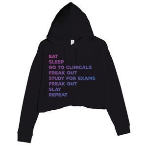 Eat Sleep Clinicals Nurse Nursing School Student Gift Meaningful Gift Crop Fleece Hoodie