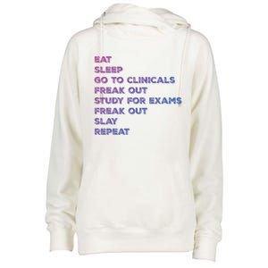 Eat Sleep Clinicals Nurse Nursing School Student Gift Meaningful Gift Womens Funnel Neck Pullover Hood