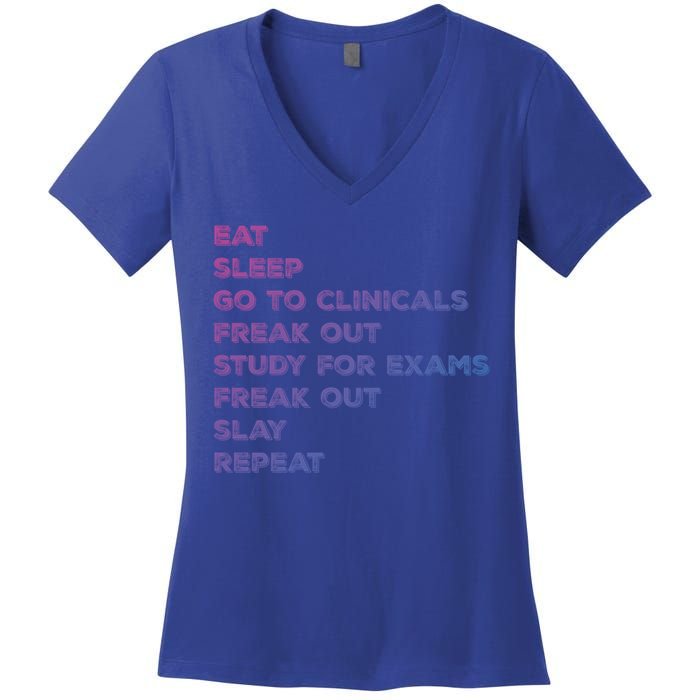 Eat Sleep Clinicals Nurse Nursing School Student Gift Meaningful Gift Women's V-Neck T-Shirt