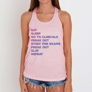 Eat Sleep Clinicals Nurse Nursing School Student Gift Meaningful Gift Women's Knotted Racerback Tank