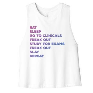 Eat Sleep Clinicals Nurse Nursing School Student Gift Meaningful Gift Women's Racerback Cropped Tank