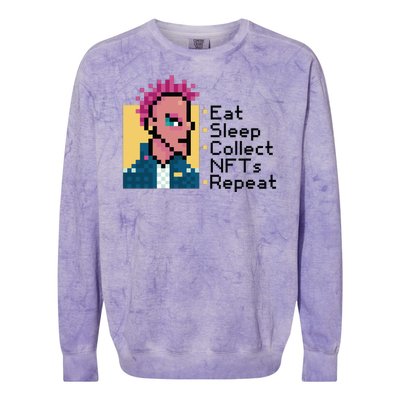 Eat Sleep Collect Nfts Repeat Pixel Colorblast Crewneck Sweatshirt