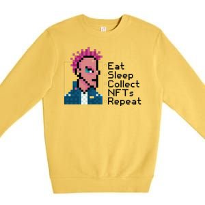 Eat Sleep Collect Nfts Repeat Pixel Premium Crewneck Sweatshirt