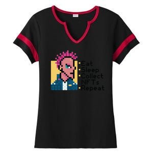 Eat Sleep Collect Nfts Repeat Pixel Ladies Halftime Notch Neck Tee