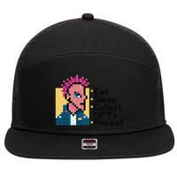 Eat Sleep Collect Nfts Repeat Pixel 7 Panel Mesh Trucker Snapback Hat