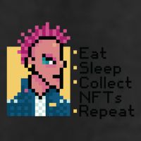 Eat Sleep Collect Nfts Repeat Pixel 7 Panel Mesh Trucker Snapback Hat