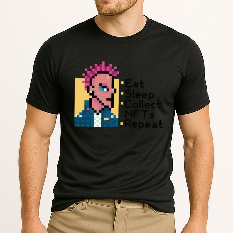 Eat Sleep Collect Nfts Repeat Pixel Performance Shirt