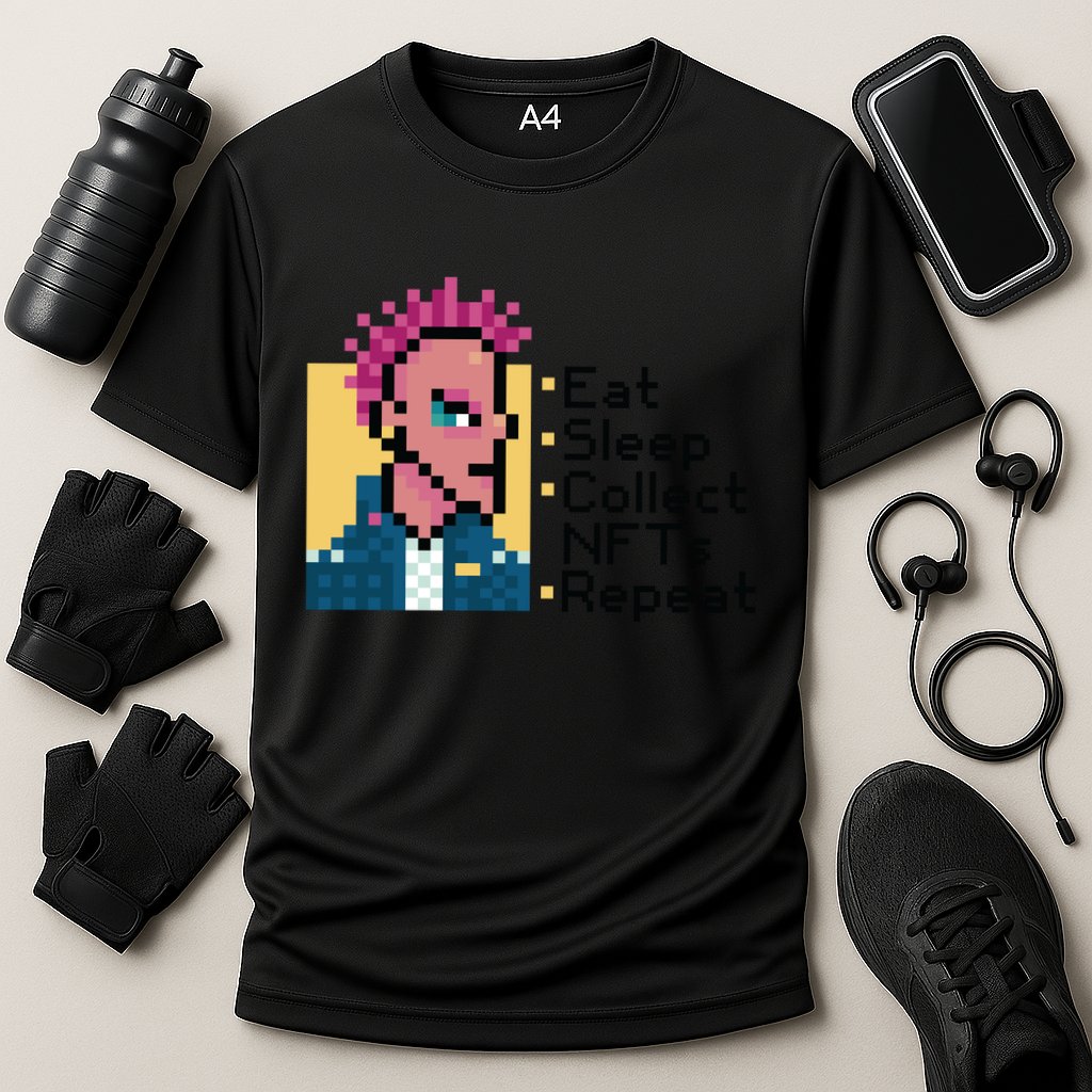 Eat Sleep Collect Nfts Repeat Pixel Performance Shirt