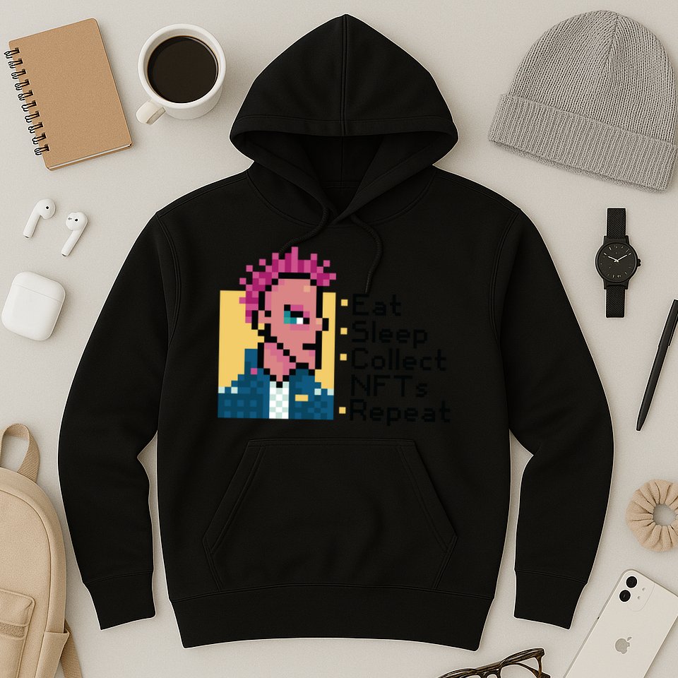 Eat Sleep Collect Nfts Repeat Pixel Hoodie