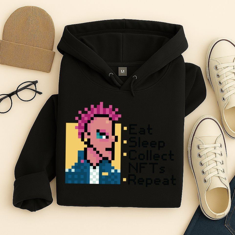 Eat Sleep Collect Nfts Repeat Pixel Hoodie