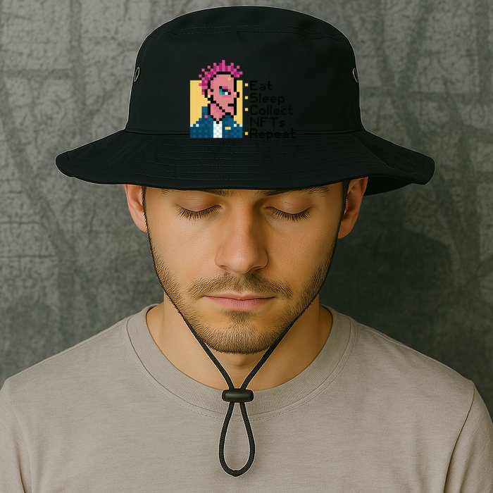 Eat Sleep Collect Nfts Repeat Pixel Bucket Hat