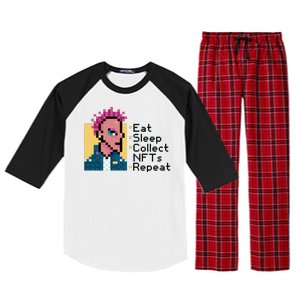 Eat Sleep Collect Nfts Repeat Pixel Raglan Sleeve Pajama Set