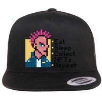 Eat Sleep Collect Nfts Repeat Pixel Flatbill Hat